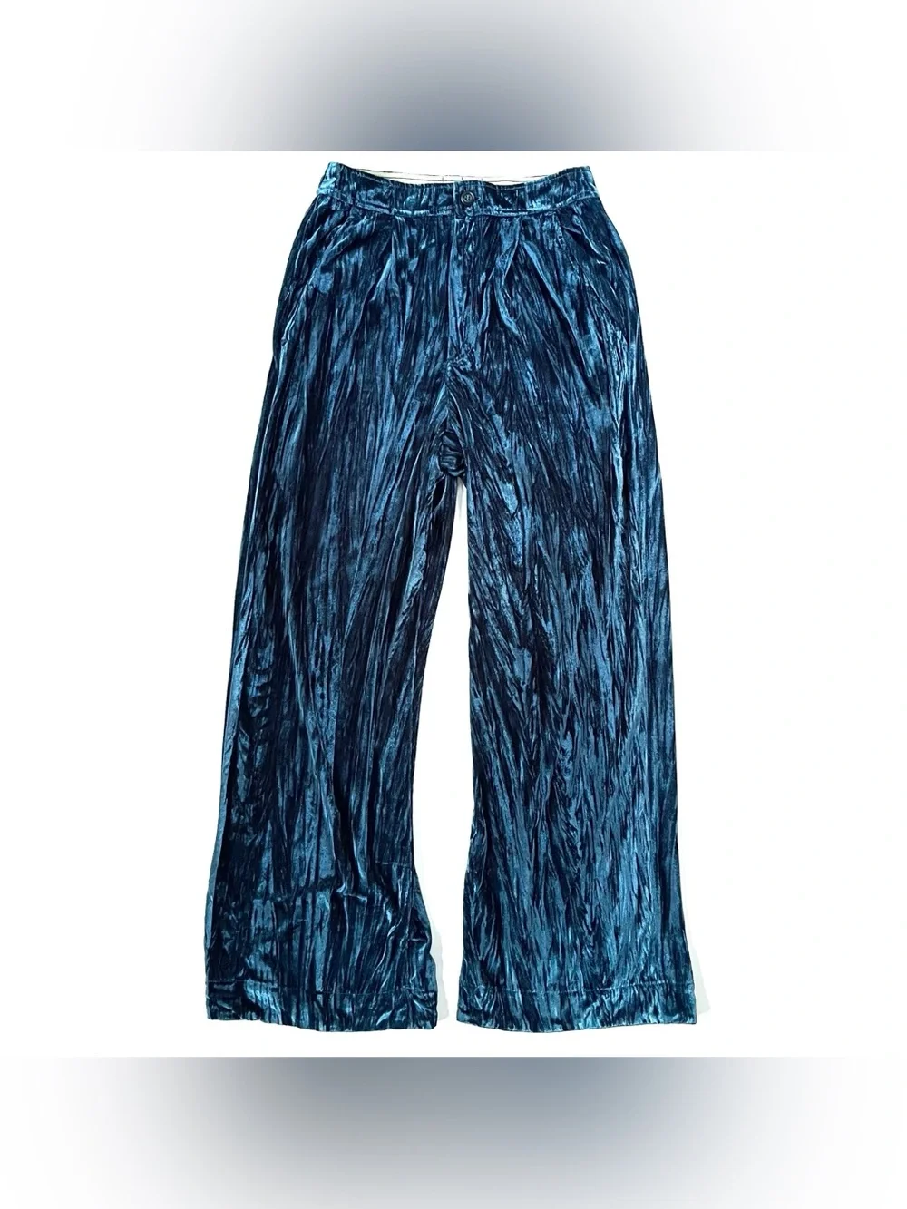Free People Women’s Runaway Crushed Velvet Wide Leg Pants in Azul Blue (4)